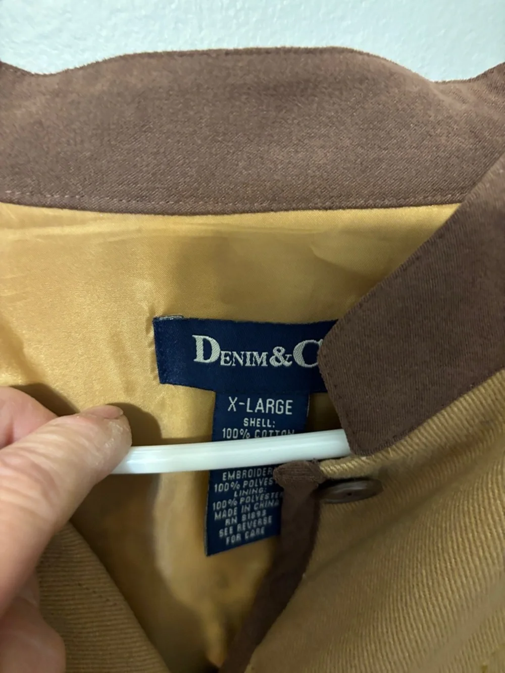 Denim & Co. Embroidered Tan Jacket with Brown Trim - Picture 10 of 13